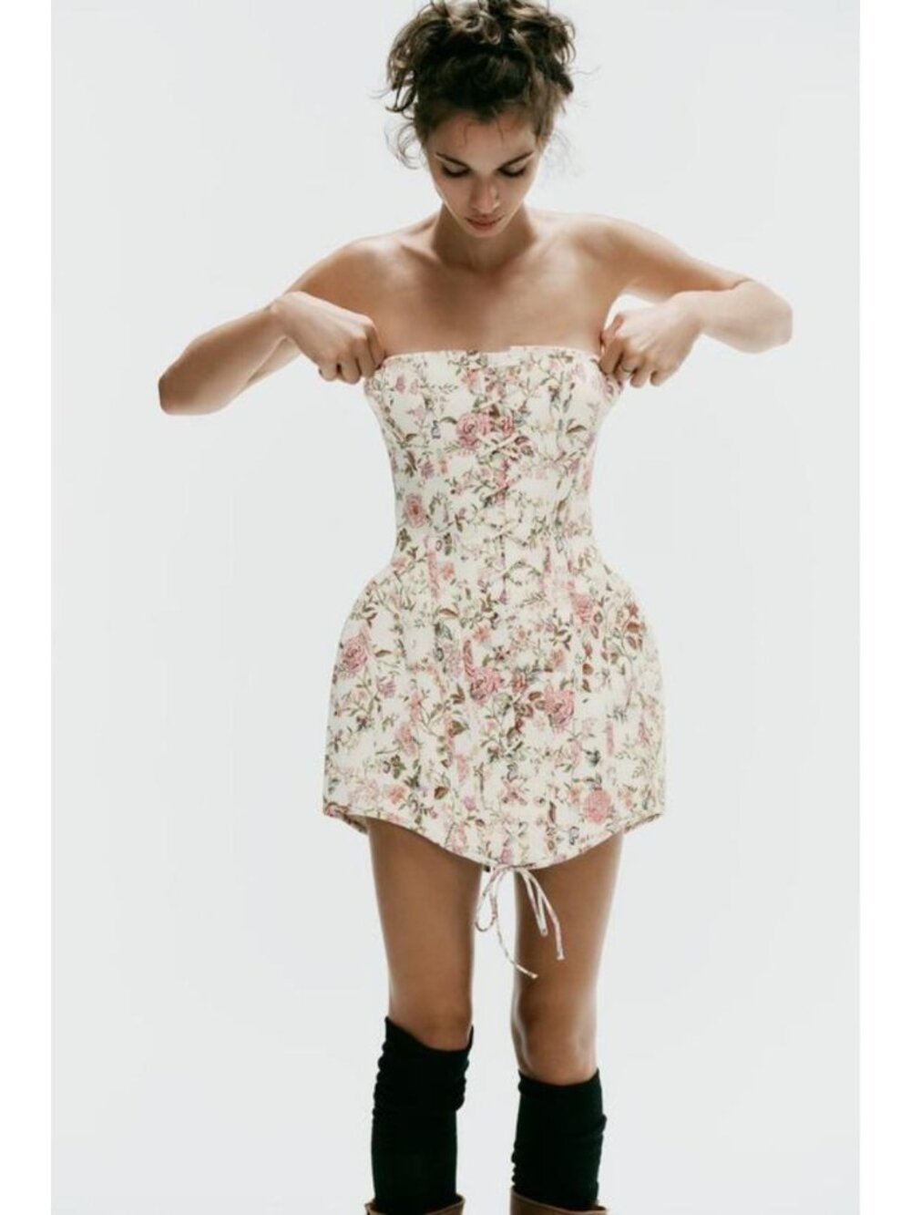 ZARA FLORAL PRINT OFF-THE-SHOULDER DRESS 7824/393/050